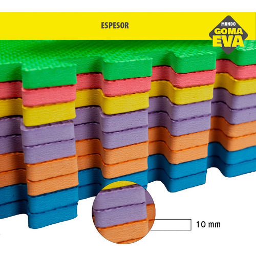 Piso Goma Eva Encastrable Alfombra Antideslizante 36 Piezas Color Multicolor Liso