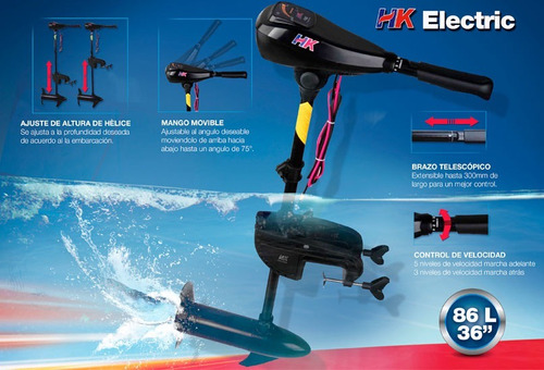 Imagen 3 de 5 de Motor Eléctrico Fuera De Borda Hk 86l+ Porta Bateria 75a