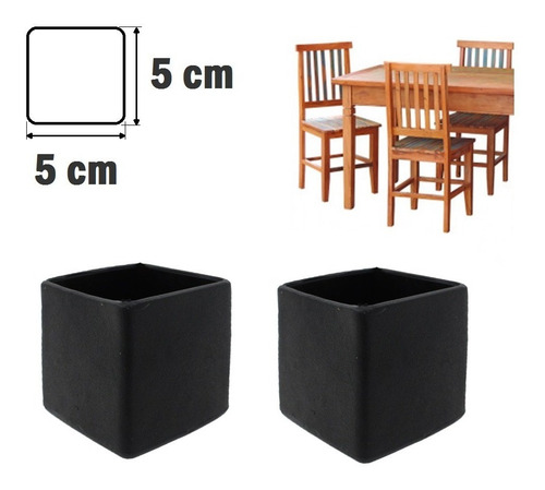 Ponteira Protetora Pé De Cadeira Mesa Banqueta 5x5cm - 4 Pç