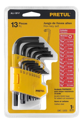 Juego De 13 Llaves Allen Standard Con Organizador 21856