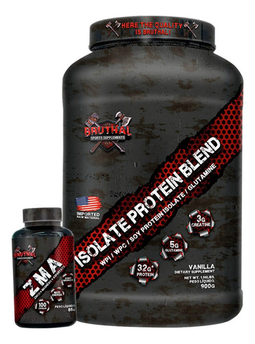 Whey Isolate Blend 900g + Zma 100 Caps - Bruthal Sabor Chocolate