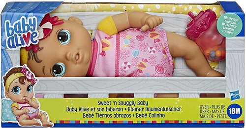 Imagen 2 de 5 de Baby Alive Sweet Snuggly Baby Muñeca Lavable Incluye Tetero