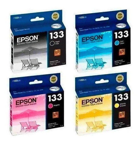 Cartucho Epson 133 Negro + 3 Colores Original Combo T25 125