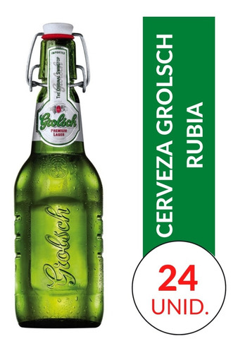 Imagen 1 de 10 de Cerveza Grolsch 450ml Botella Con Tapa Ceramica Pack X 24u.