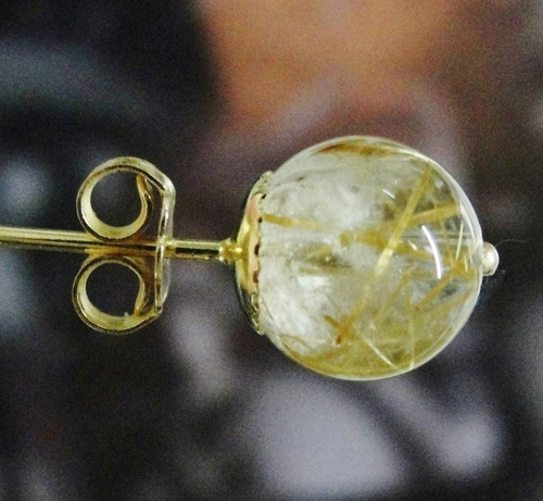 Imagem 7 de 7 de Pedras - Par Brincos Quartzo Rutilado E Ouro 18, Cód242b108