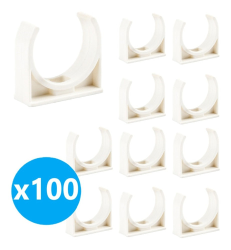 100 Soporte Fijación Abrazadera 25mm P/tubo Pvc Tornillo