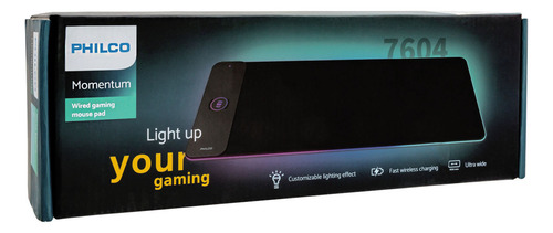 Mousepad Gamer Xl Carga Inalámbrica Rgb Philco Pro Negro