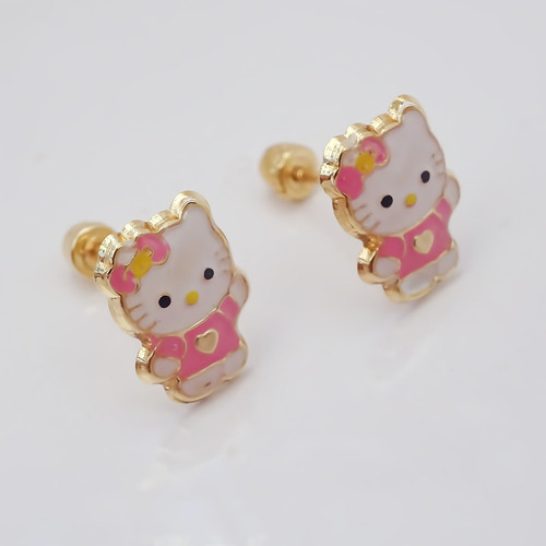Amor Eterno - Broqueles Aretes / Hello Kitty / Oro 10k