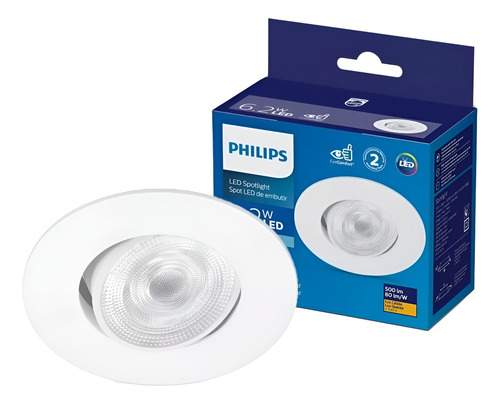 Pack 2 X Embutidos Techo Philips Slim Dirigible 6.2w Luz