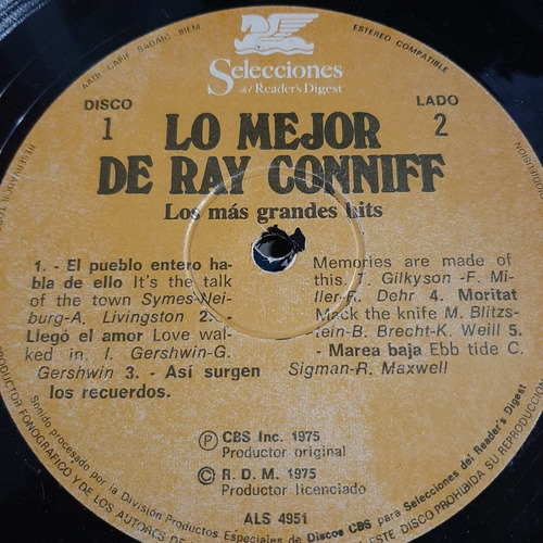 Sin Tapa Disco Ray Conniff Lo Mejor Los Mas Grandes Hits O0