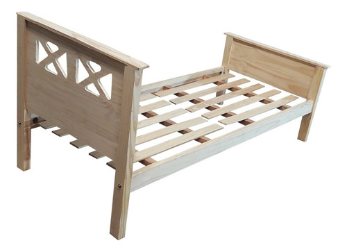 Cama Cruz Moderna 1 Plaza 80 X 190 Madera Macizo Individual Color Natural