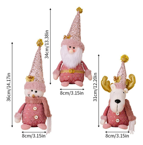 * Adornos Navideños Rosa,figuras Navideñas De Felpa Para