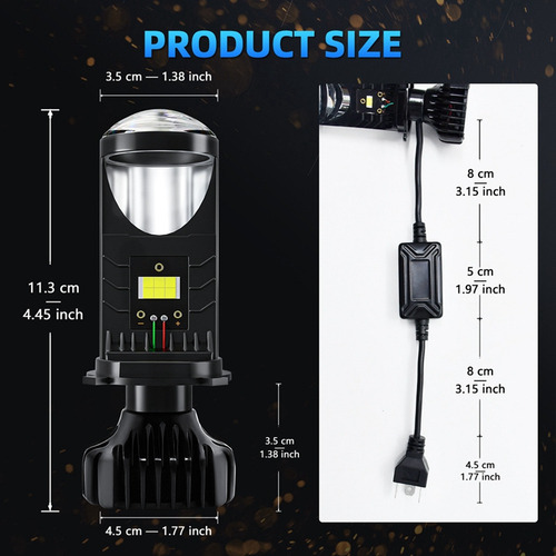 Lente De Projetor H4 Bi-led 20000lm 80w Automóveis Bulb