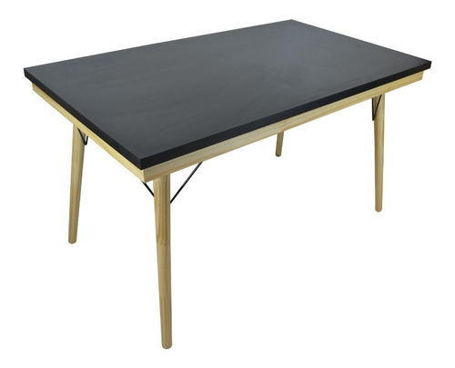 Mesa Jantar Escrivaninha Pé Palito Retrô Madeira Mdf Preto