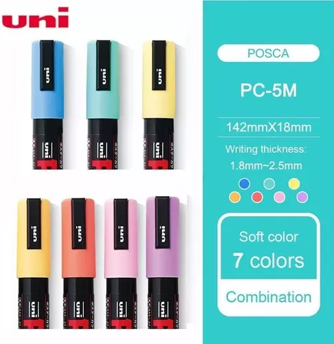 Posca PC-5M (1.8 - 2.5mm) - Set Japonés De 7 Colores Pastel