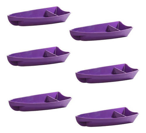 Conjunto De Barco Sushi Vemplast P 600ml 6 Peças Roxo