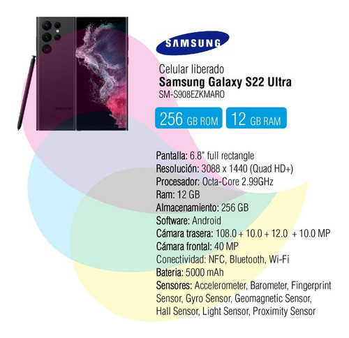 Imagen 2 de 9 de Samsung Galaxy S22 Ultra 12gb Ram + 256gb Rom Phantom Black