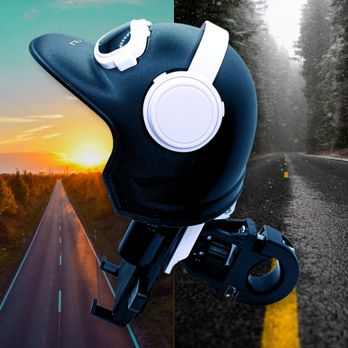 Suporte Celular Estilo Capacete Moto -proteção Solar E Chuva Cor Preto