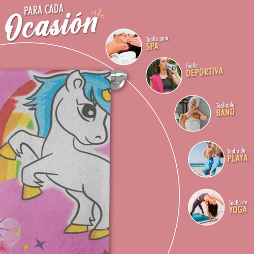 Toalla De Baño Infantil Niño/niña Diseño Unicornio Rosa Unicornio