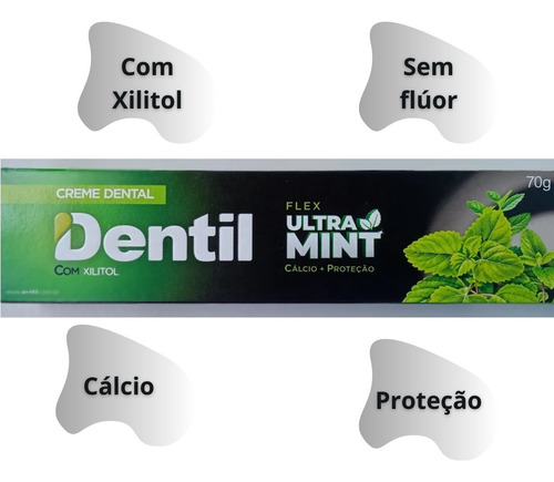 Creme Dental Menta Xilitol Vegano Sem FlĂșor Kit C/6 70g