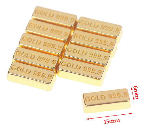 Nuevo 2 X 10 Piezas Modelo De Barra De Oro Artificial 1:12