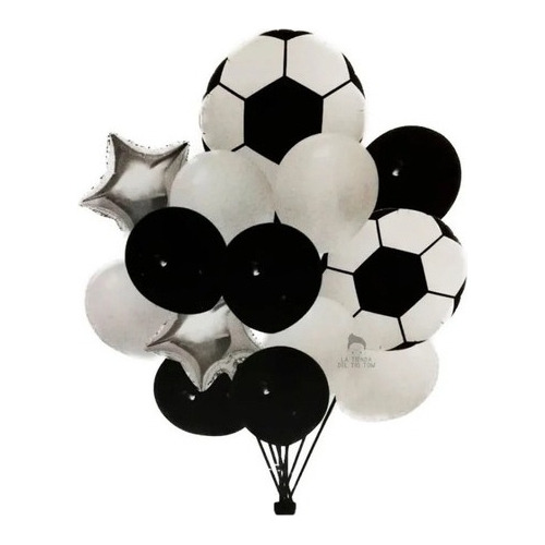 Set De 14 Globos Pelota De Fútbol, Estrellas Y Perlados