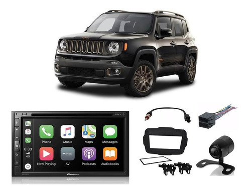 Dvd Player Jeep Renegade 2018 A 2020 Avh-z5280tv Pioneer Bluetooth Usb Espelhamento Moldura + Chicotes + Câmera De Ré
