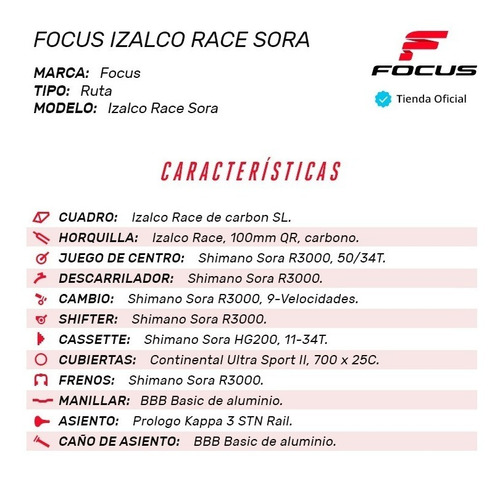 Bicicleta Ruta Focus Izalco Race Sora Blanco 18g