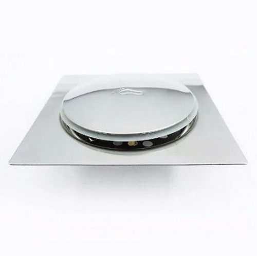 Ralo Inteligente Click Para Banheiro Quadrado 10x10 Cm Inox