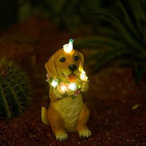 Estatua De Jardín Para Perros, Estatuilla De Luz Solar Para