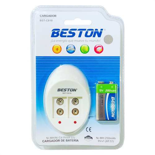 Combo Beston: Cargador + Pila / Batería 9v Cuadrada