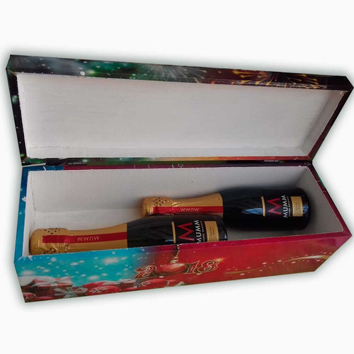 Imagen 3 de 9 de Caja De Madera Personalizada Con Bebida!! (champagne)