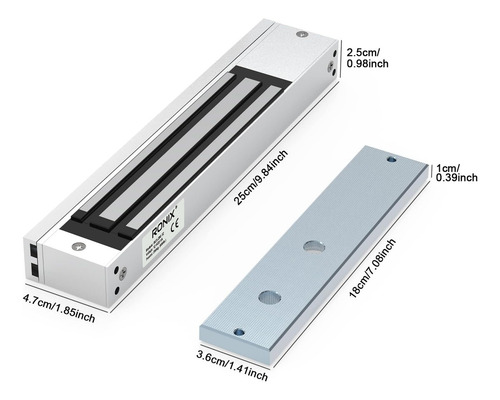 Chapa Magnética Electroiman 600 Lbs 280 Kg Para Acceso 12v Color Aluminio