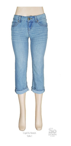 Jeans Capri Dama So Stretch Nuevo Talla 1 Azul Cielo Import