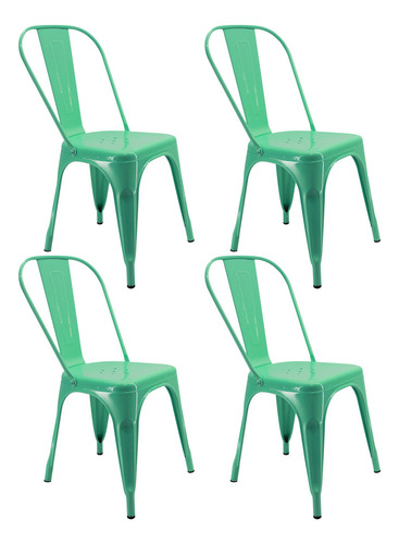 Kit X4 Sillas Tolix Para Comedor Cafetería Restaurante Color de la estructura de la silla Verde menta