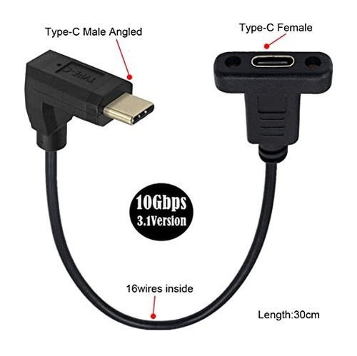 Cablecc Usb-c Usb 3.1 Tipo C Macho Con Ángulo De 90 Grados H