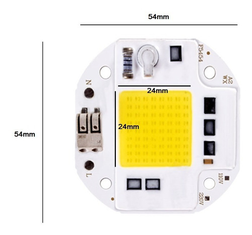 Imagen 7 de 7 de Led 50w 110v Blanco Frio Chip Repuesto Smd Alta Potencia