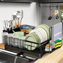 Comprar Secaplatos Escurridor De Loza Secador De Platos Vajilla Color Negro Organizadores De Cocina Wakeshome