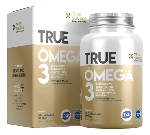 Omega 3 Dha Vitamina 3 1000mg 180 Caps – True Source Sabor Sem Sabor