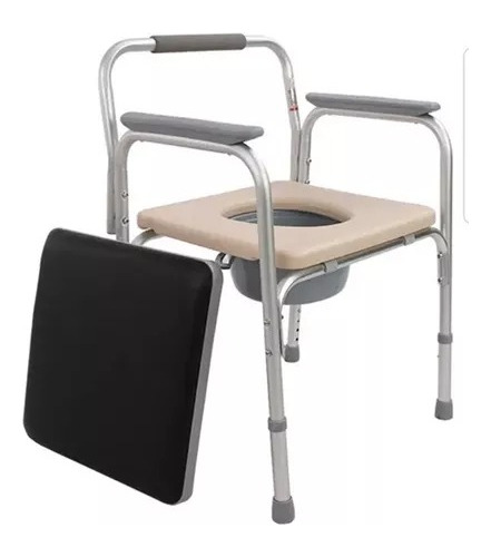 Imagen 5 de 10 de Silla De Baño En Aluminio. - Inodoro Portátil - Con Ruedas