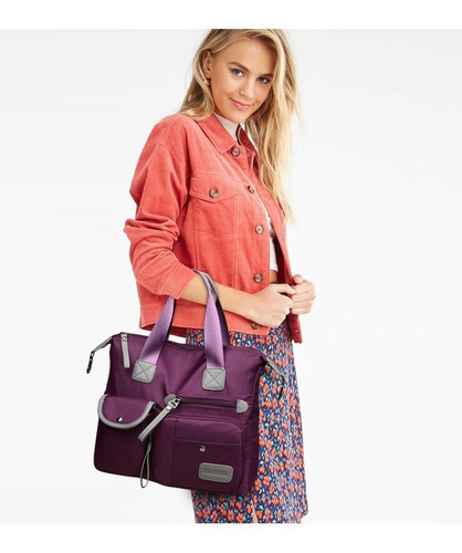 Imagen 8 de 9 de Bolso De Hombro De Nailon Con Múltiples Bolsillos P/mujer