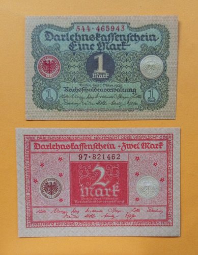 1920. Juego De 2 Billetes, Imperio Alemán. República Weimar.