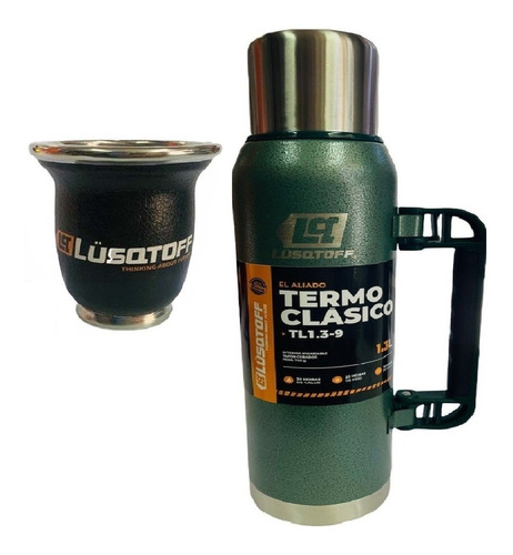 Termo 1.3 L Lusqtoff Acero Inoxidable Manija + Regalo Mate