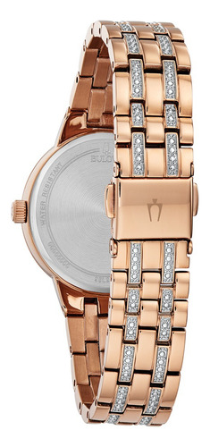 Reloj Bulova Quartz Mujer 98l266 Phantom Crystal Swarovski Color De La Correa Dorado Cobrizo
