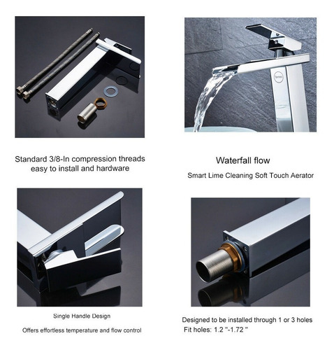 Llave Griferia Mezclador Cascada Rio Para Lavamanos Vessel