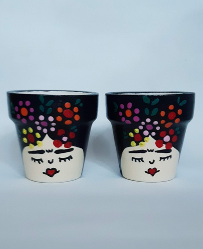 Imagen 6 de 10 de 20 Macetas De Barro Nº8 Pintadas Souvenir Suculentas