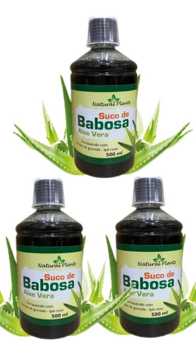 Suco De Aloe Vera(babosa) C/ Graviola E Ipè Roxo 500ml 3un