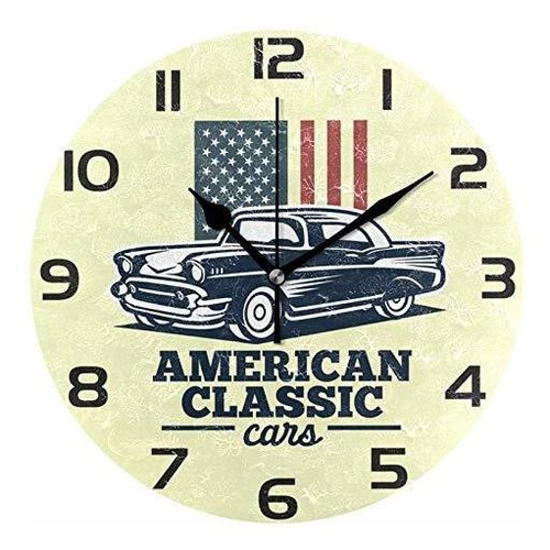 Reloj De Pared - Alaza American Classic Car Round Acrylic Wa