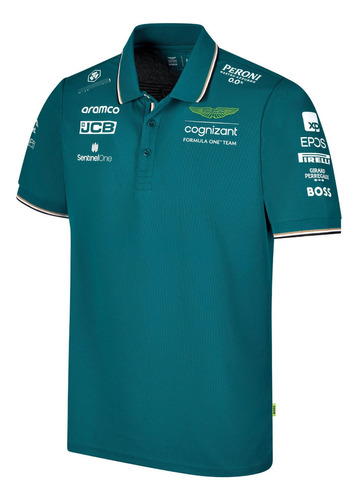 Camisa Polo Aston Martin F1 Alonso Ocon Verde Boss Uk