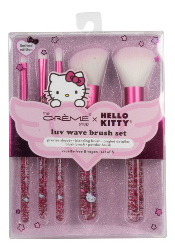 Set De 5 Brochas Sanrio Hello Kitty X The Creme Shop Suaves Color Rosa
